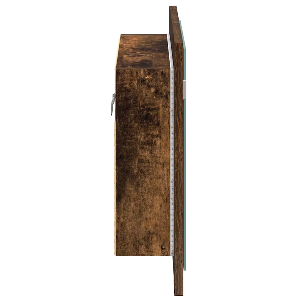 LED Mirror Cabinet Smoked Oak Finish 60 x 12 x 45 cm Engineered Wood