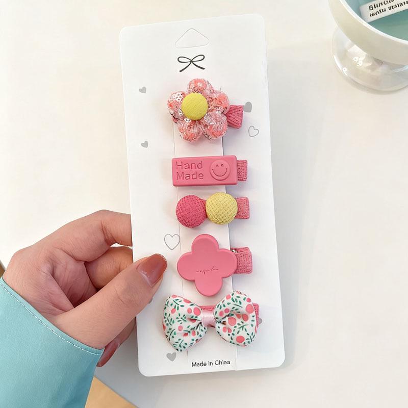 Adorable Fabric Bow & Flower Hair Clips for Kids - Non-Damaging Accessories
