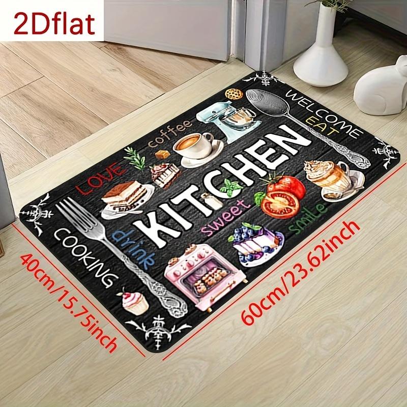 Vintage Hand Drawn Kitchen Runner Rug - Creative Cooking Art Design - Indoor Home Laundry Bathroom Decor Carpet Floor Mat