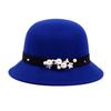 Vintage Women Domed Woollen Hat Adult Fashion Rivets Pearl Decoration Warm Lady Bucket Cap in Winter Autumn Outdoor