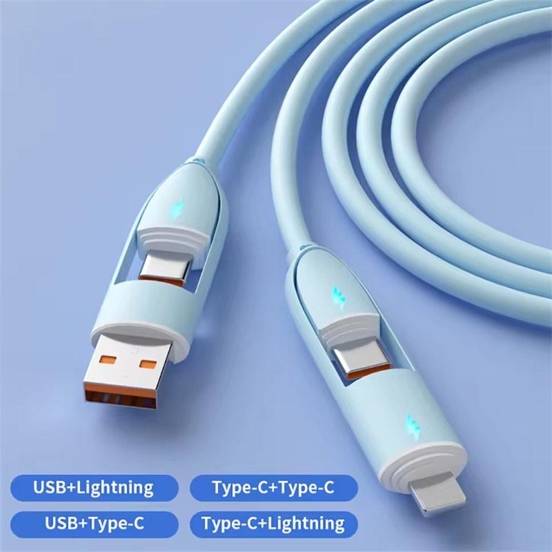 PD 100W 4-в-1 многопортовый кабель для быстрой зарядки 3A USB/C на Type C/Phone Fast Sync Charger Adapter совместим с ноутбуком планшетом