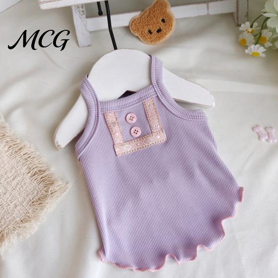 Pet Hair Reduction Shirt Ribbed Sleeveless Dog T-Shirt, Breathable Girl Vest Shirt, Soft Fabric Top Summer Puppy Outfit for Small Dogs Bichon