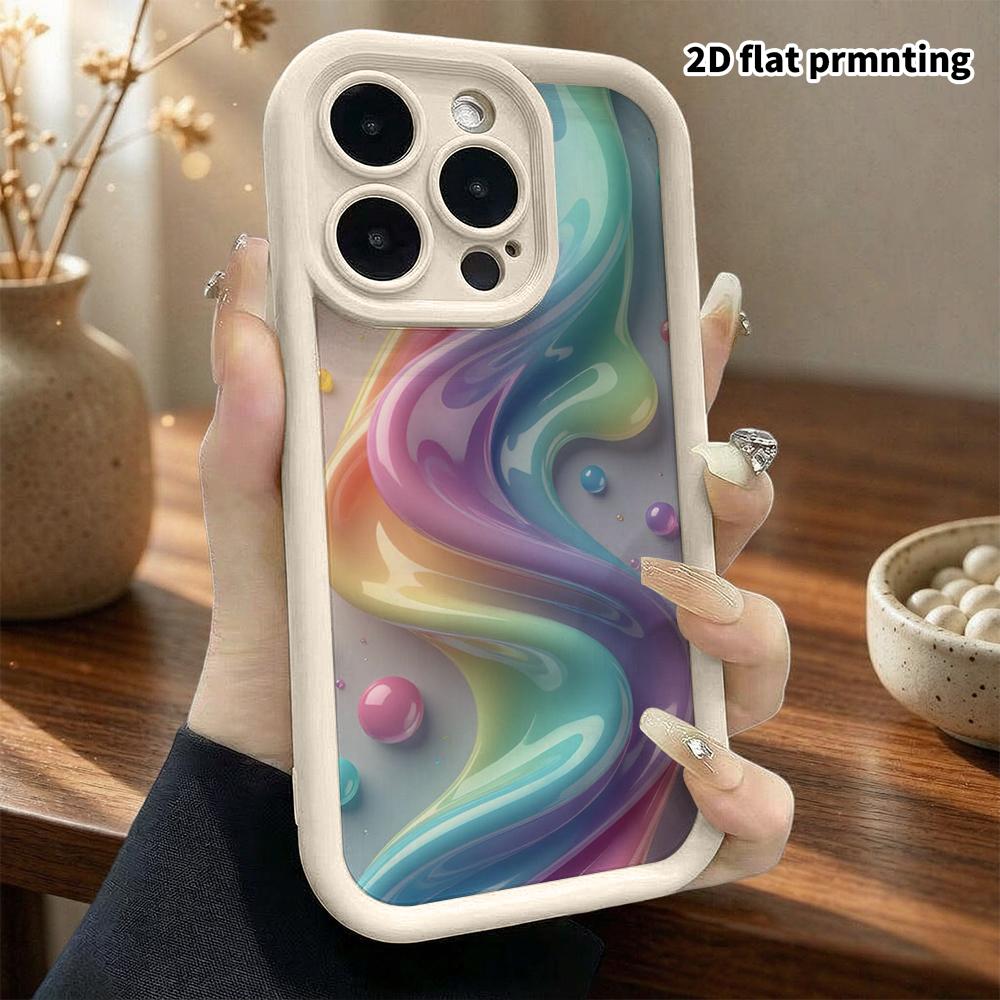 Phone case: 2D flat design suitable for iPhone 18 17 16 15 14 13 Pro step protection case, gradient laser, Christmas and Halloween gifts