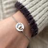 EFAYN Women's Bracelet, Lovely Cat Heart Design, Round Cat and Butterfly Pendant, Adjustable Length, Silver Bangle