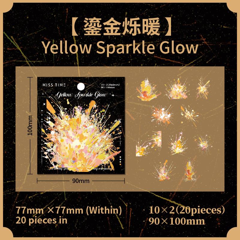 20 - Sheet Gorgeous Fireworks Stickers, Colorful and Dazzling Firework Designs for Hand Account Decoration