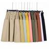 Summer High Waist Slimming Solid Color Pocket Skirt All-match Loose Waist Casual Mid-length Skirt for Women