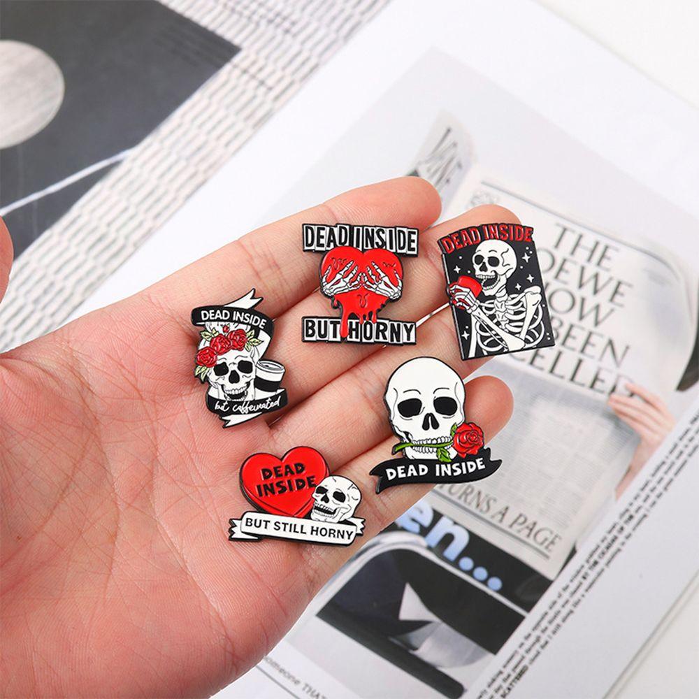 Heart-shape Skeletion Male Clothes Decor Korean Style Brooch Women Scarf Pins Halloween Enamel Pins