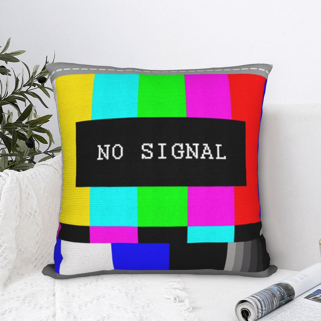 Soft No Signal Test Image Retro Funny Pillowcase Fabric Cushion Cover Decoration Analogue TV Throw Pillow Case Cover Home Square