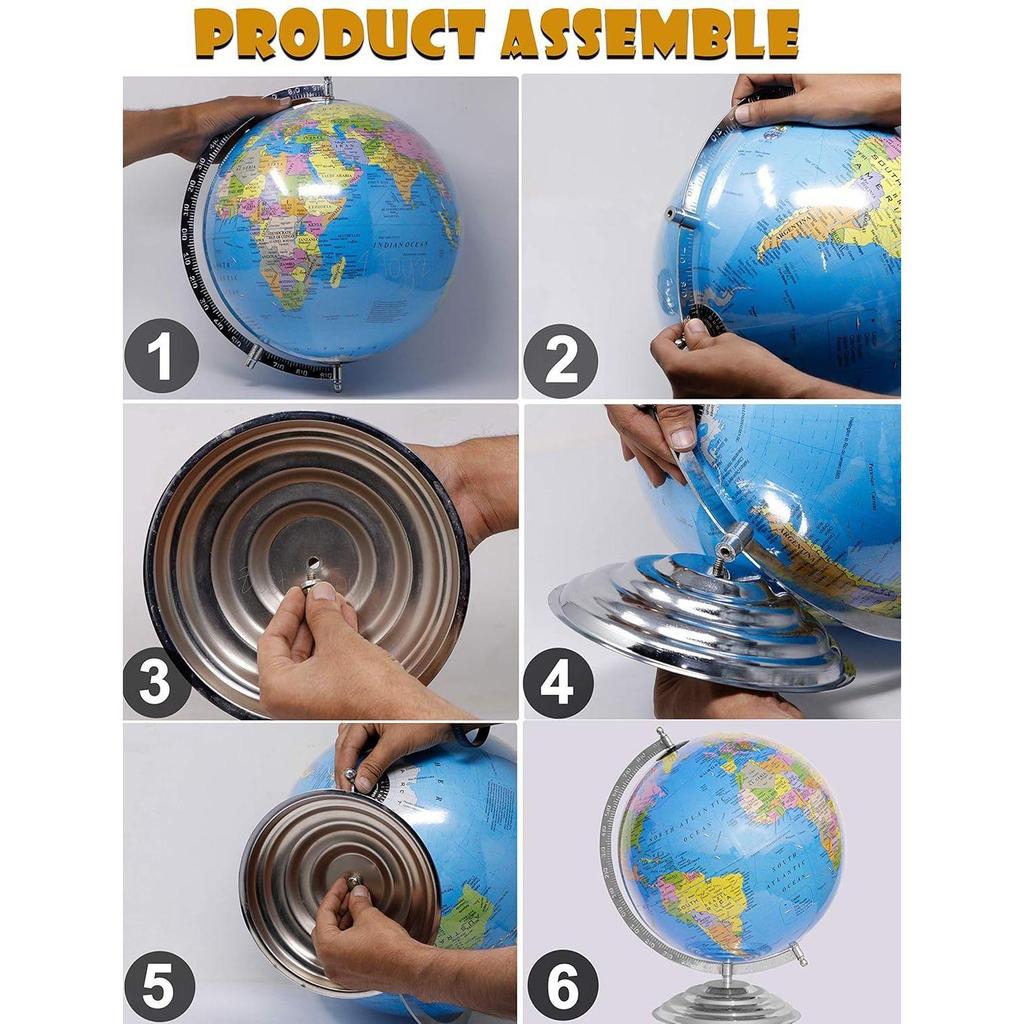 Educational Globe - 13 Inch Height Metal Base With India Political Map (70 X 100 Cm) - World Globe for Home and Office Decor, Gift Item, Show Piece