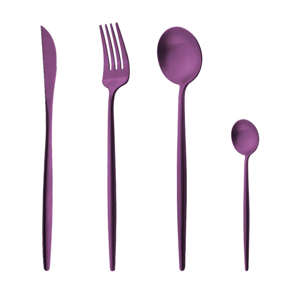 Матовый серебряный набор столовой посуды из нержавеющей стали 18/10, набор столовых приборов с круглой ручкой, вилка, нож, ложка, набор столовых приборов, набор кухонного серебра