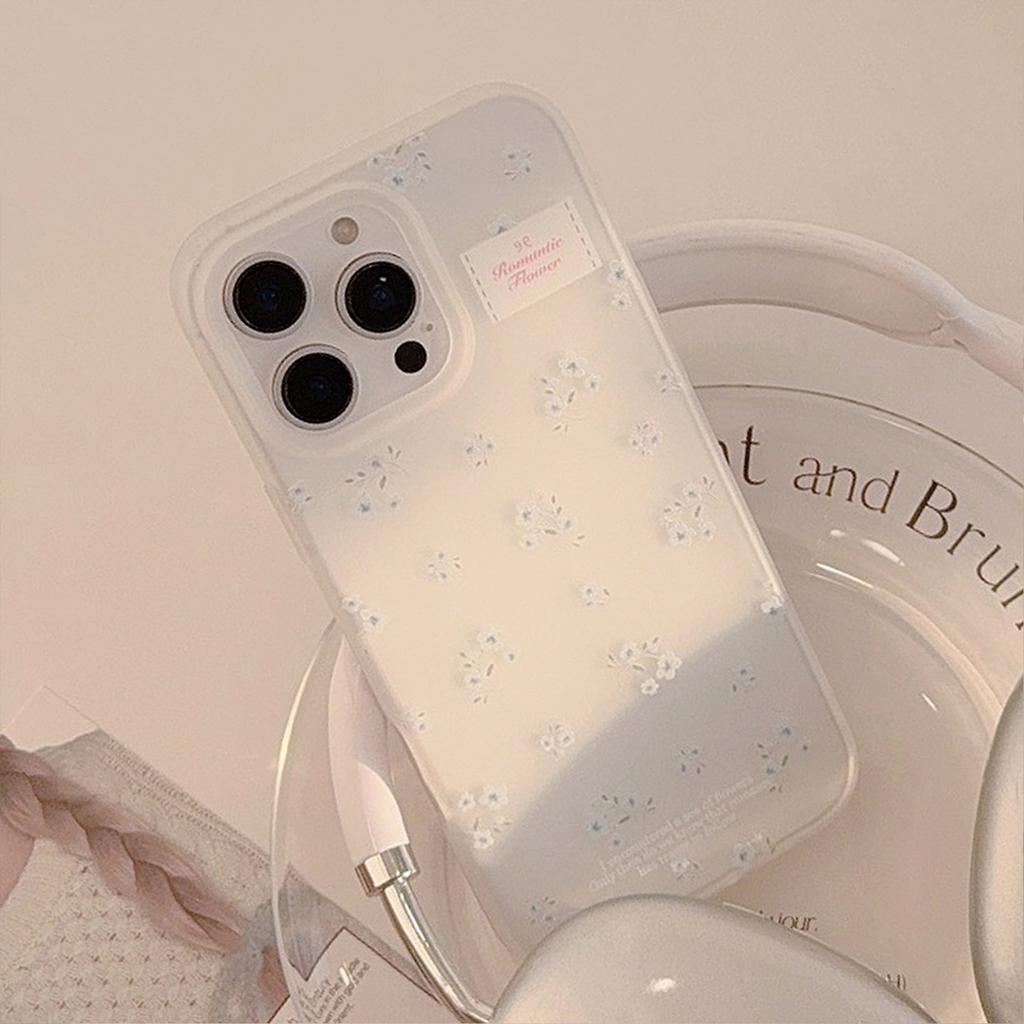 Blue Small Flowers Suitable for Apple 16 Mobile Phone Case 15promax Gentle Iphone17 Korean 13 Transparent Feeling 11