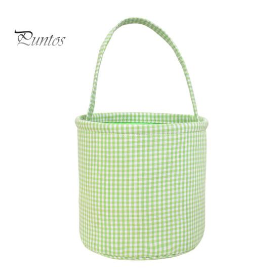 Пасхальное ведерко в клетку для детей, сумка для хранения в детской, подарочная корзина для новорожденных с ручкой для вечеринок по поиску пасхальных яиц