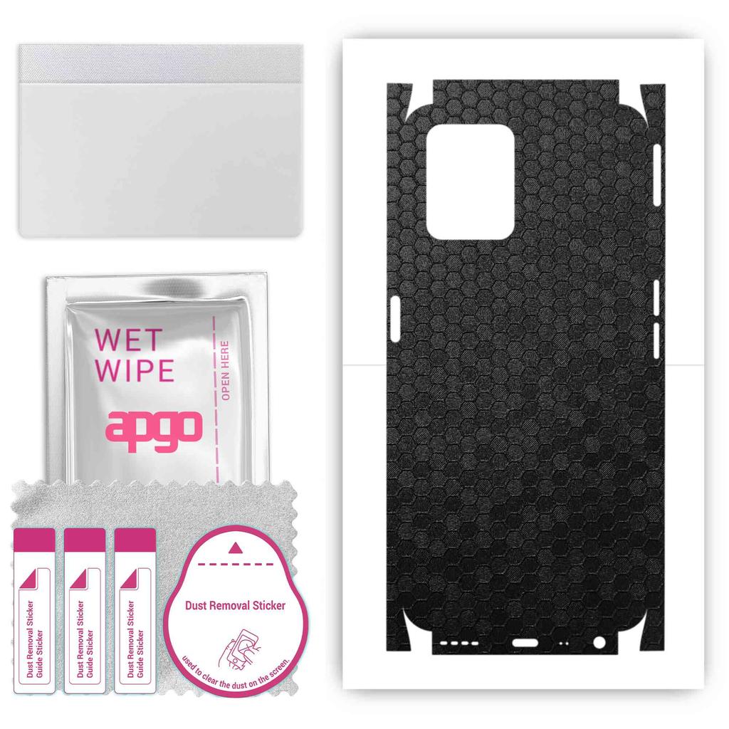 apgo Protective Skin Sticker for the Back+sides Compatible with Realme 8i, Full Wrap Film, Foil, Vinyl - Pattern Black Honeycomb