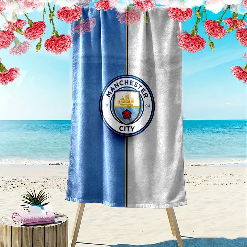 Manchester City Football Clu Print Beach Towel, Large Soft Quick Dry Towel for Beach Camping Swimming