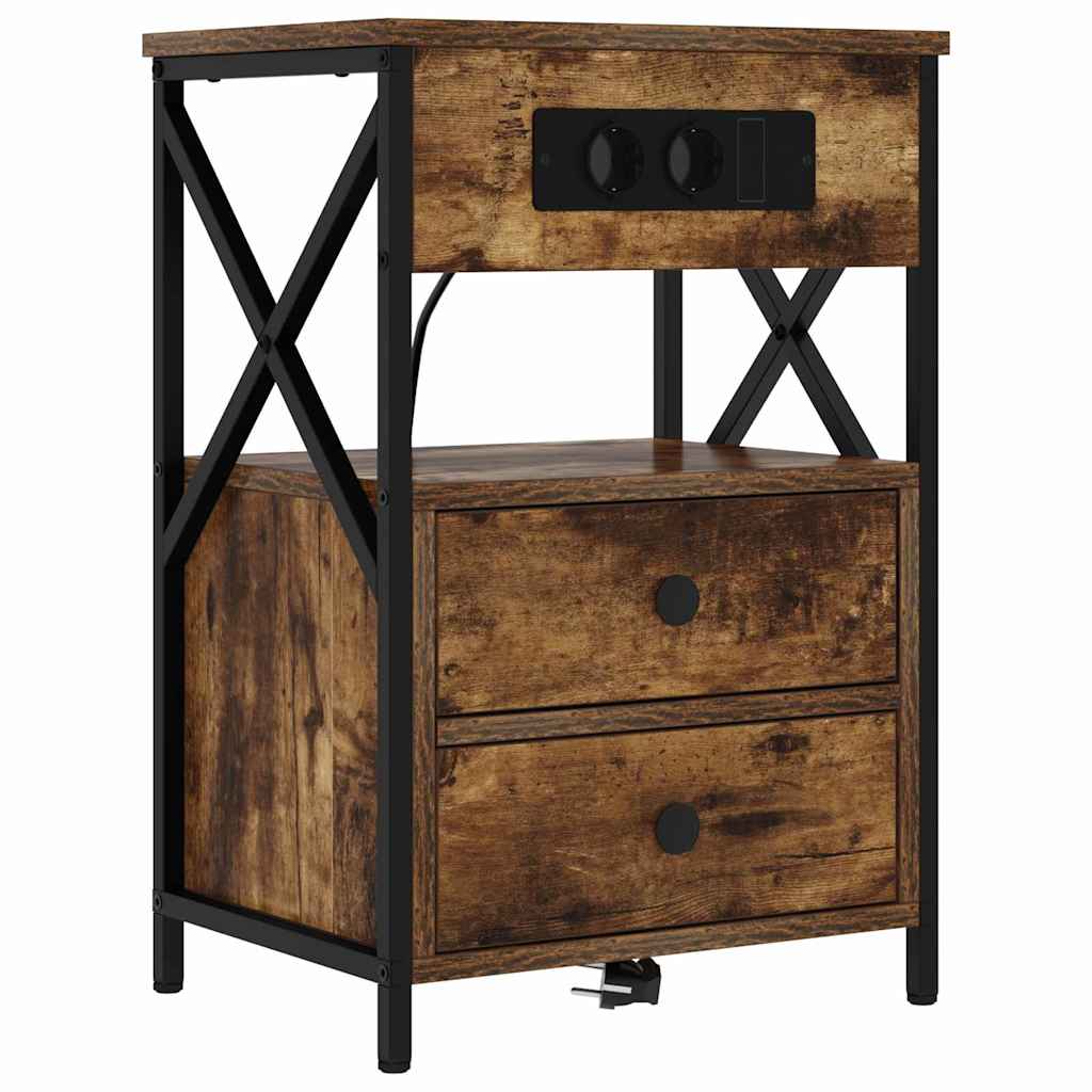Nightstand Smoked Oak 40 x 31 x 60 cm Engineered Wood