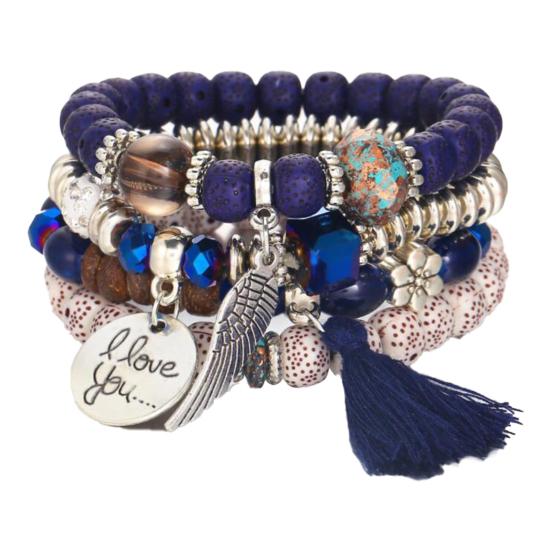 4 шт./компл. браслеты из бисера в богемном стиле, штабелируемый многослойный современный красивый браслет-подвеска