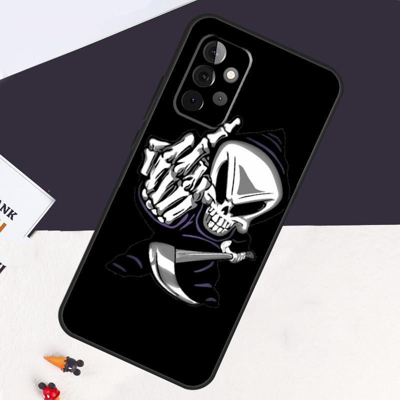 Кейс-череп с костью среднего пальца Для Samsung Galaxy A13 A35 A15 A55 A53 A33 A36 A56 A26 A16 A22 A32 A52 A54 A34 A05 A06