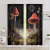 Mushroom Printed Curtain for Home Decor - Rod Pocket Window Treatment for Bedroom, Kitchen, Living Room