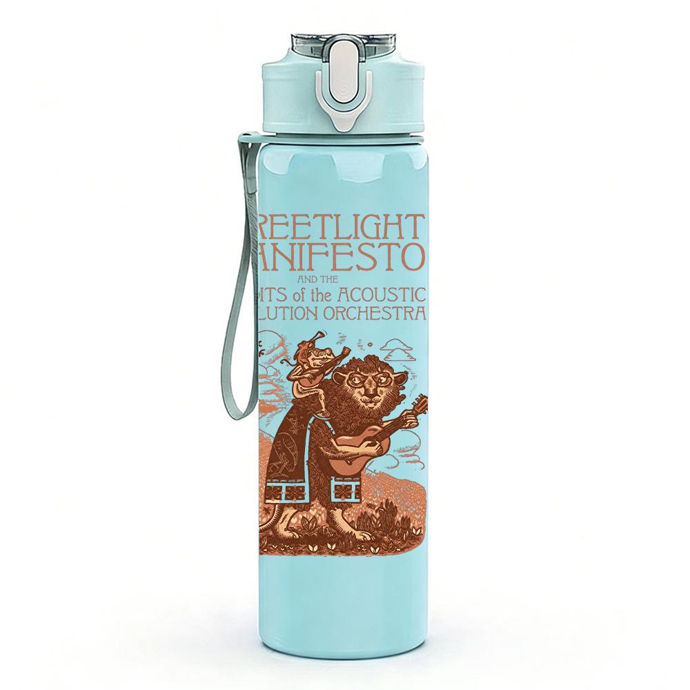1PC Brown Bear Western Vintage Sketch Print 750ml Portable Sports Water Bottle Leakproof Gym Outdoor Travel Drink Cup