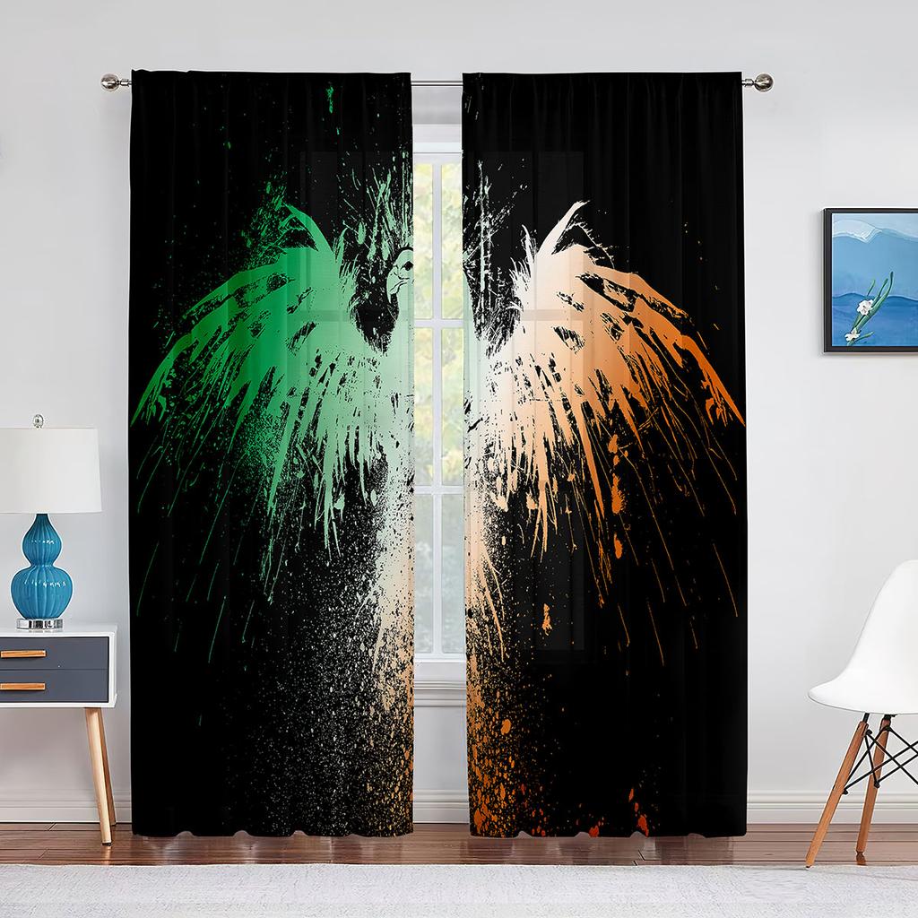 Феникс Пламя Птица Летающие Психоделические Животные Тюлевые Шторы для Декора Гостиной Прозрачная Вуаль Шторы для Спальни Оконные Жалюзи