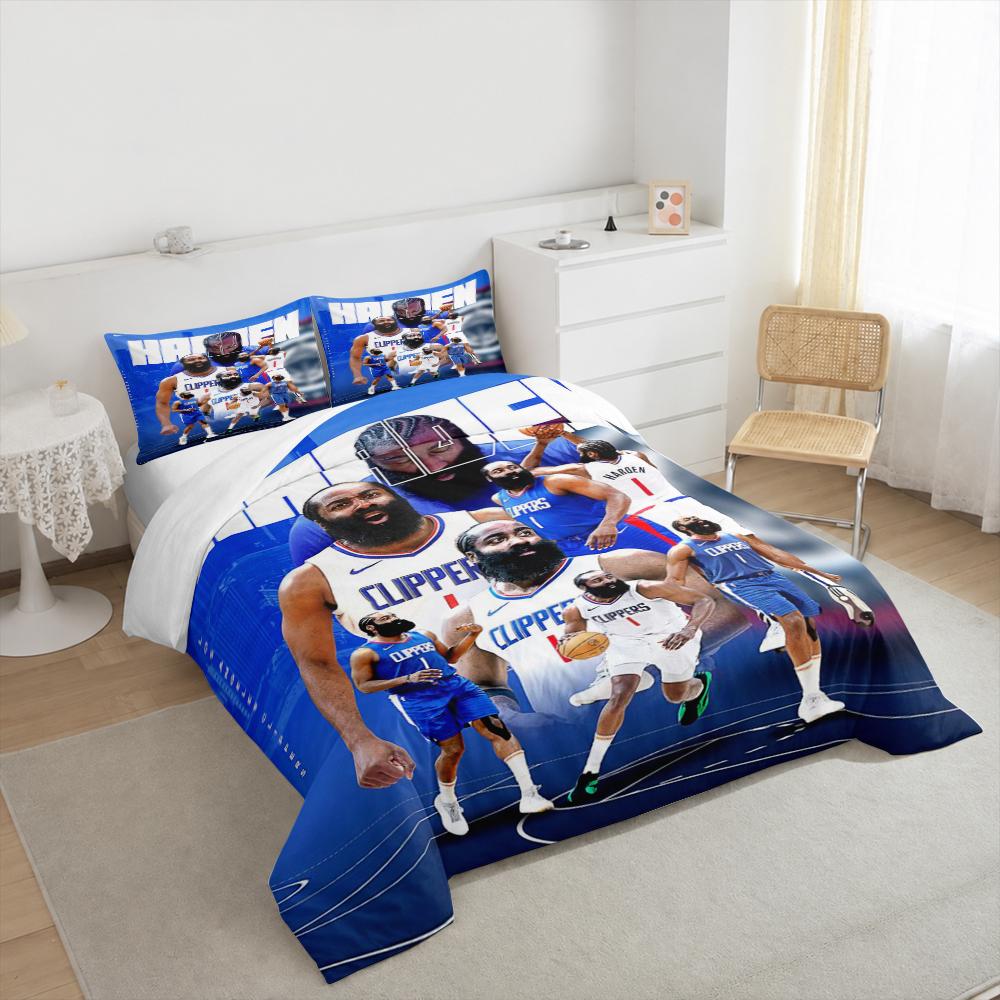 "Basketball Star Clippers Themed Bedding setBedding set (1 duvet cover, 2 pillowcases, duvet not included)