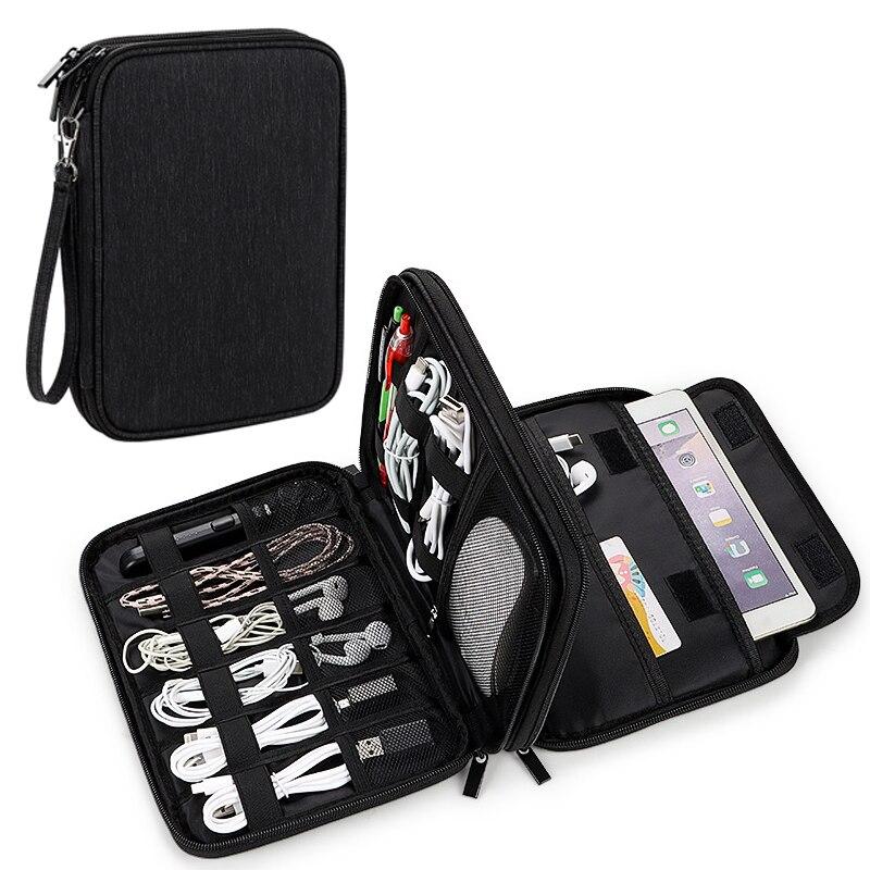 Waterproof Cable Storage Bag Digital Electronic Organizer Portable USB Data Charger Plug Travel Pouch for Mouse Tablet PC iPad Sleeve Case
