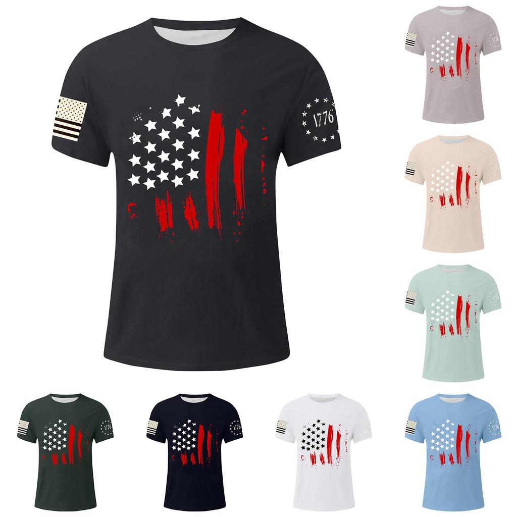 Men's Independence Day Printed T-Shirt Men's Loose Casual Short Sleeve Top