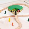 Wooden Train Round House Wood Toy Multicolor Shed with 5 Way Switch Tracks for