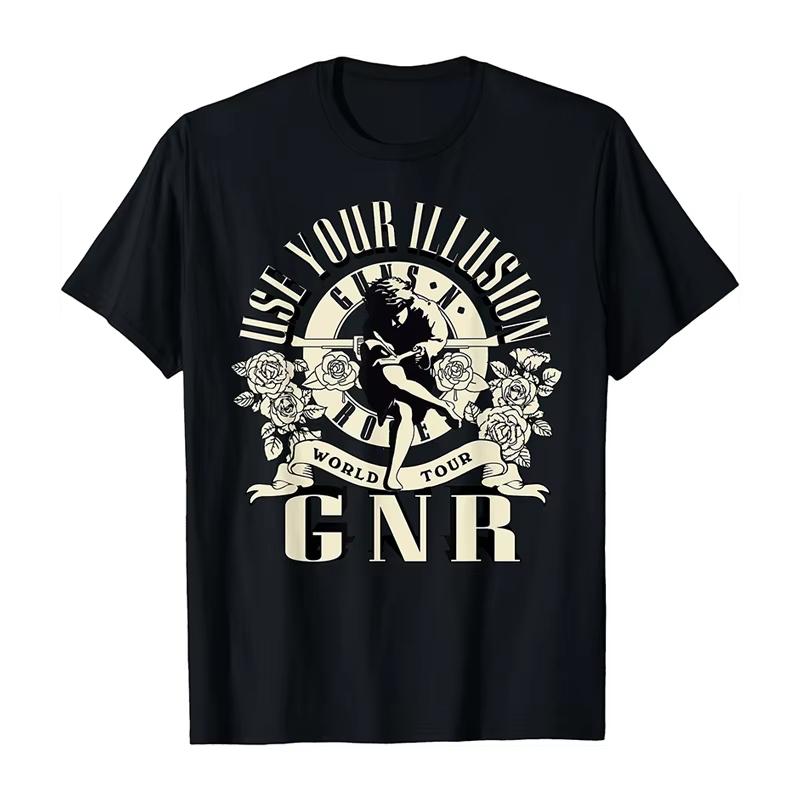 2025 Новые Guns N 'Roses Рок Панк Американский Оверсайз Хай Стрит Мужская и Женская Летняя Хлопковая Американская Удобная Футболка