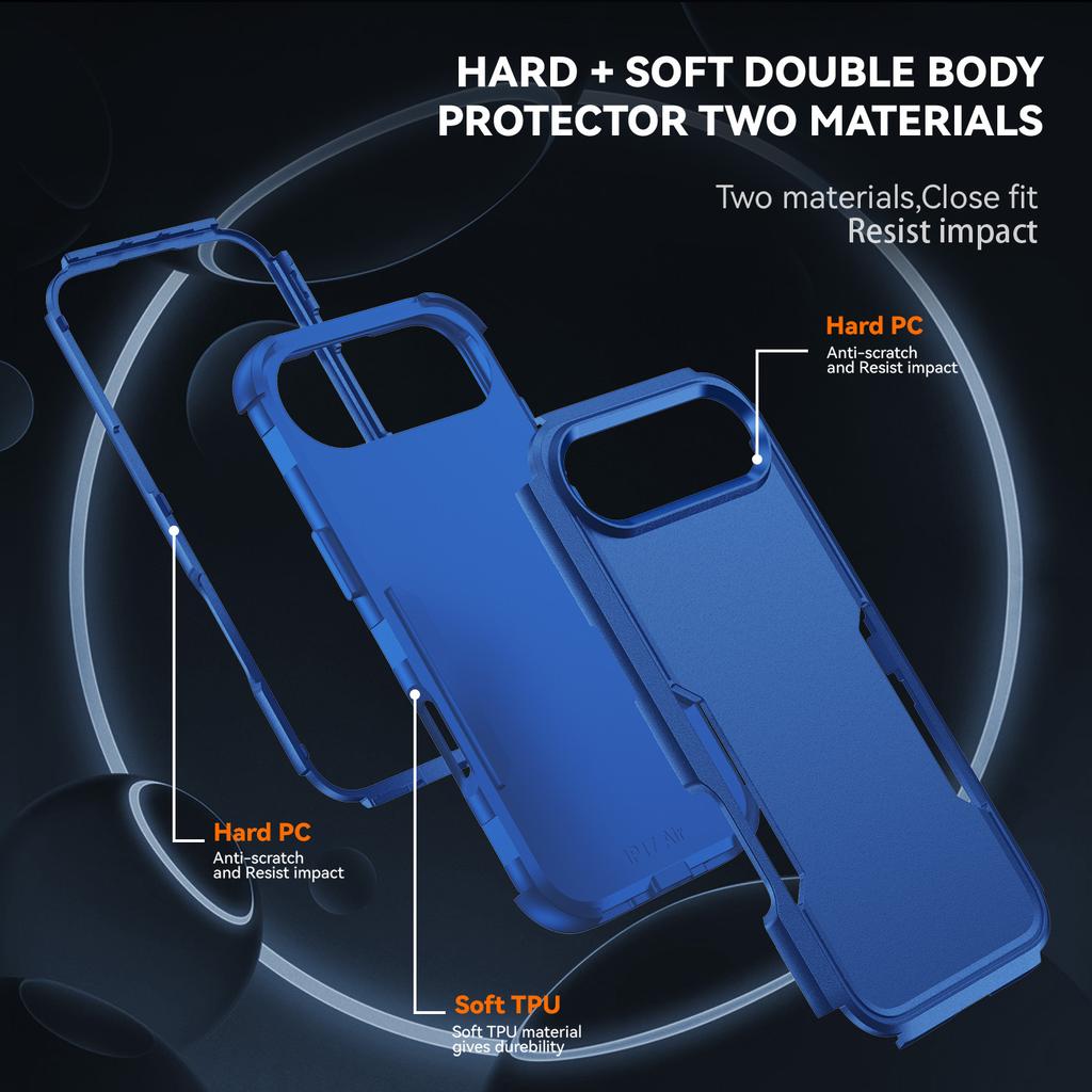 For iPhone Air Case 3 in 1 Shockproof TPU PC Phone Cover