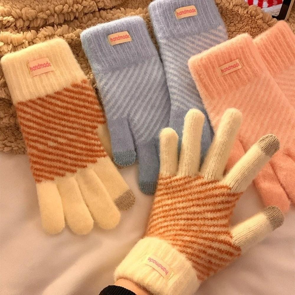 One Size Winter Touch Screen Gloves Polyester Thick Fleece Lined Gloves For Student