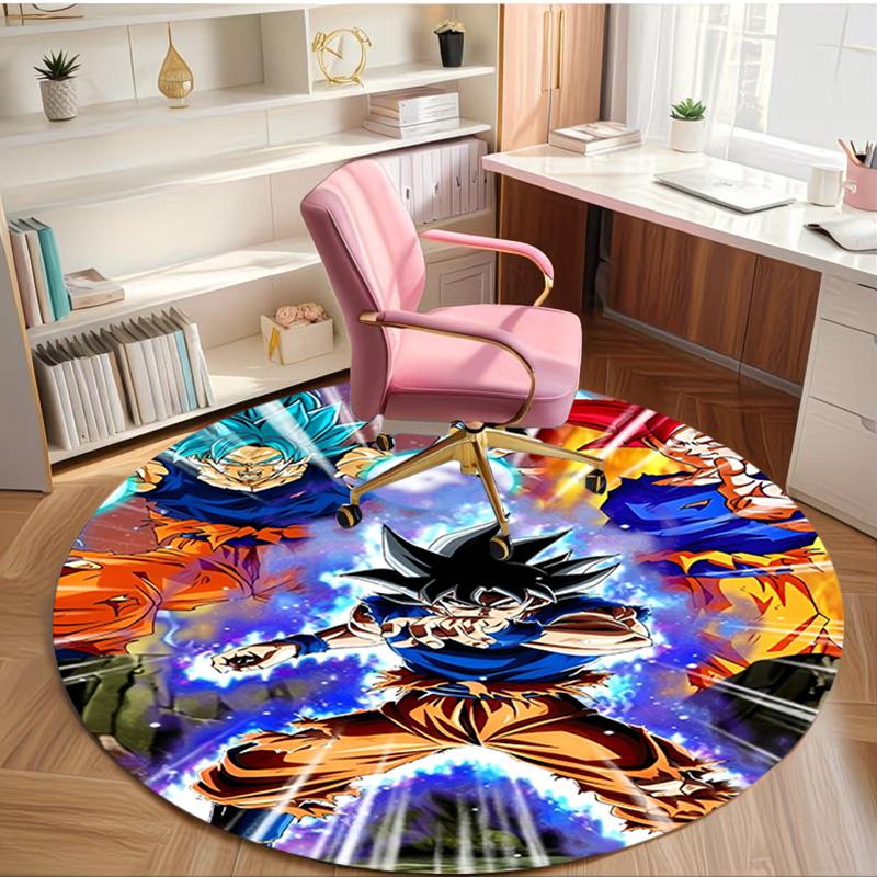 DRAGON BALL Print Round Rug, Washable Floor Carpet, For Entryway Dorm Laundry Room Office Study, Home Decor Birthday Christmas Gift