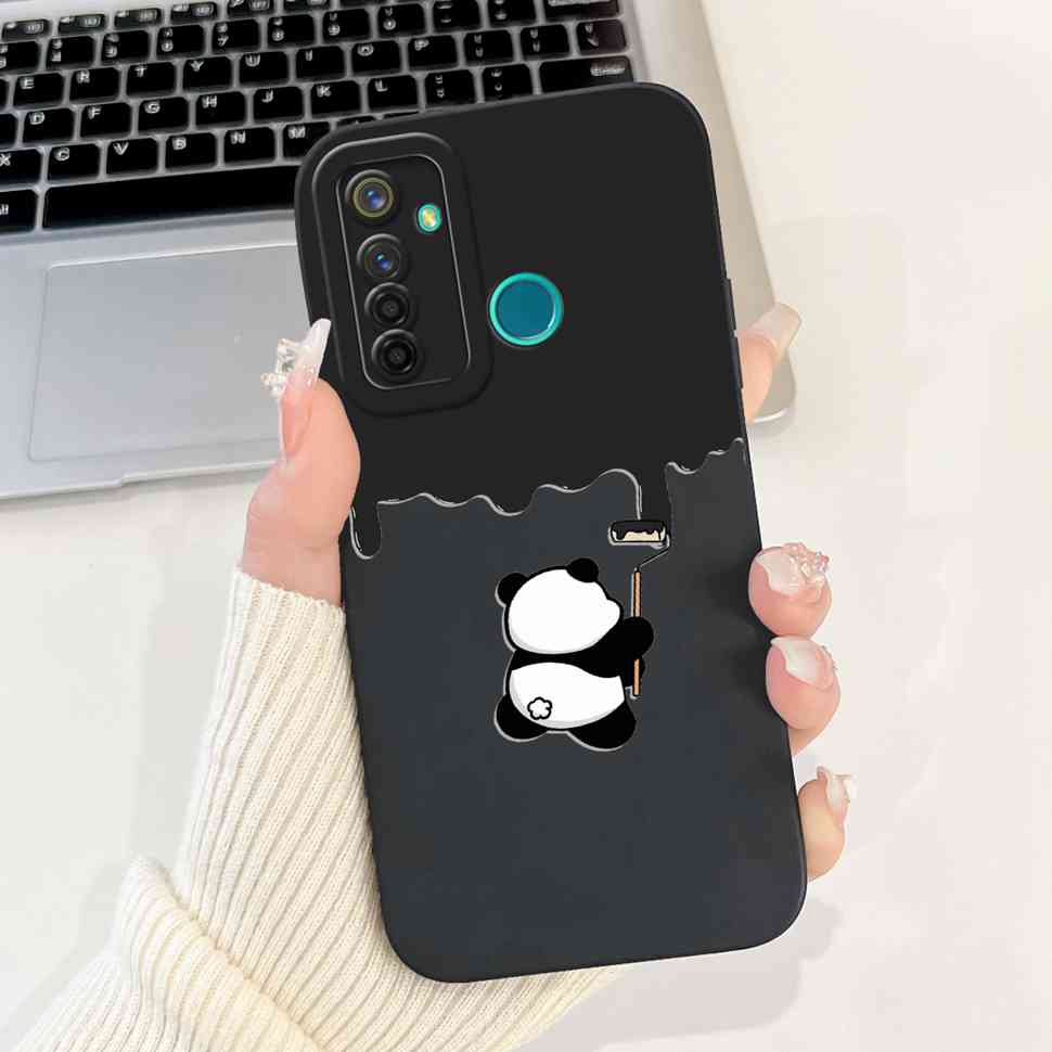 Чехол для Realme 5 Pro Милый Панда Цветок Чехлы Мягкие Силиконовые Чехлы Для Realme 5 Realme5 Pro Ударопрочный Задний Чехол Fundas