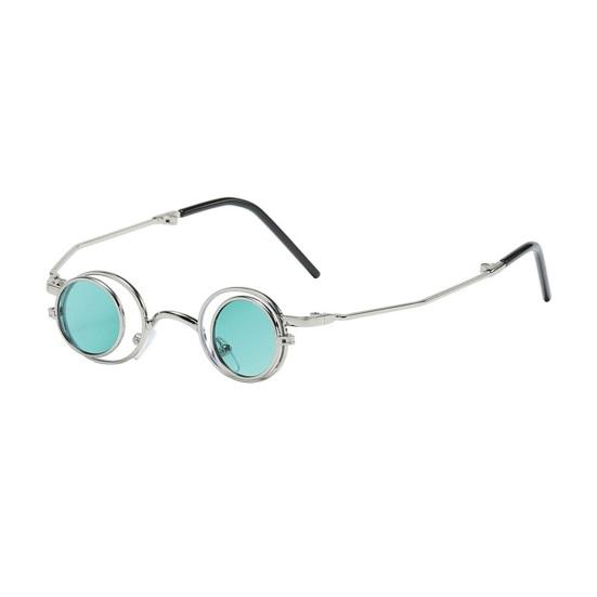 Круглые солнцезащитные очки с откидной оправой, маленькие круглые поляризованные очки для мужчин и женщин, ретро-панк, солнцезащитные очки UV400 для вечеринки в стиле рейв