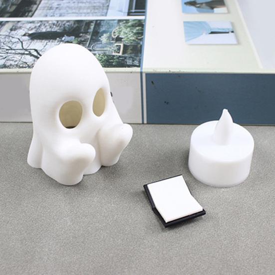 Хэллоуинское украшение Мультяшный читающий призрак Статуэтка в форме тыквы Водонепроницаемая фигурка из смолы Декор на тему Хэллоуина