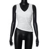 Summer women's solid color V-neck sleeveless pleated irregular sexy slim fit vest