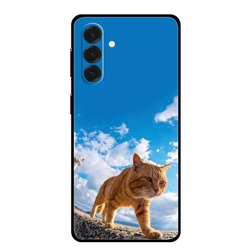 For Samsung Galaxy A17 5G Lion Cat Case Soft Silicone Cover for Galaxy A17 5G TPU Cases Shockproof Black Cover a17 Animal Bumper