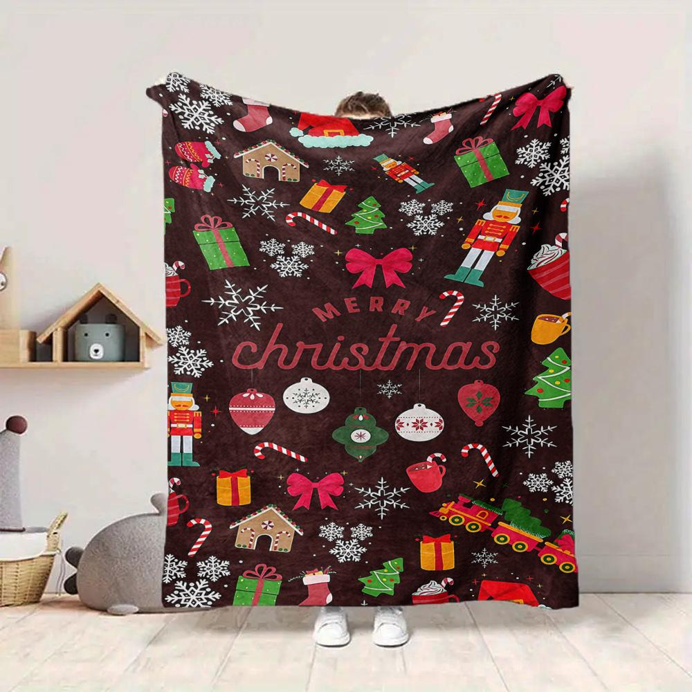 1Pc Winter Snowmen Blanket Soft And Comfortable Casual Warm Camping Travel Christmas Halloween Gift M91737