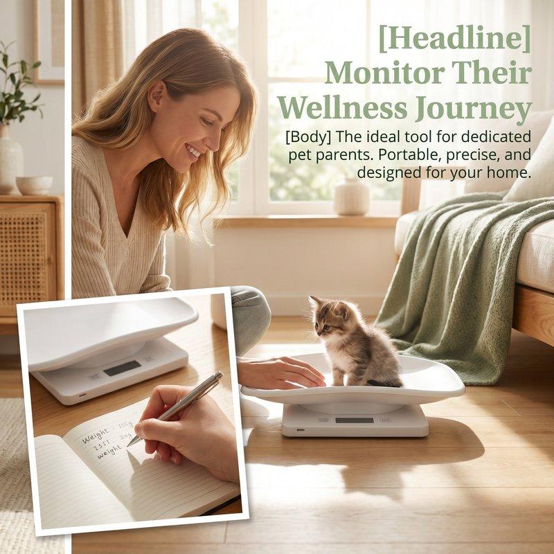 Compact Digital Pet Scale for Small to Medium Pets Accurate 0.1kg Detection LCD Display Auto-Off Battery Powered Portable Size