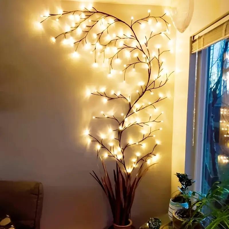 USB Powered Indoor Rattan LED String Lights With 8 Modes For Wedding Living Room Cafe Decor