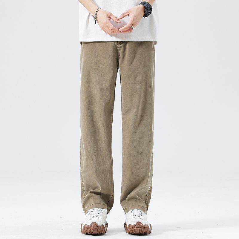 Мужские повседневные широкие брюки с эластичным поясом, летние прямые брюки из мягкого дышащего лиоцелла