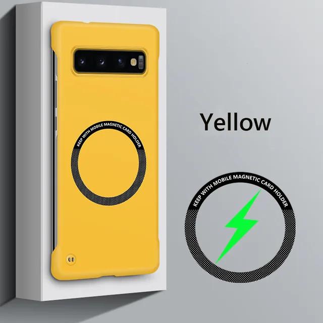 Безрамочный магнитный тонкий чехол для Samsung Galaxy S10 Plus, жесткая задняя крышка для беспроводной зарядки Samsung S10 Plus