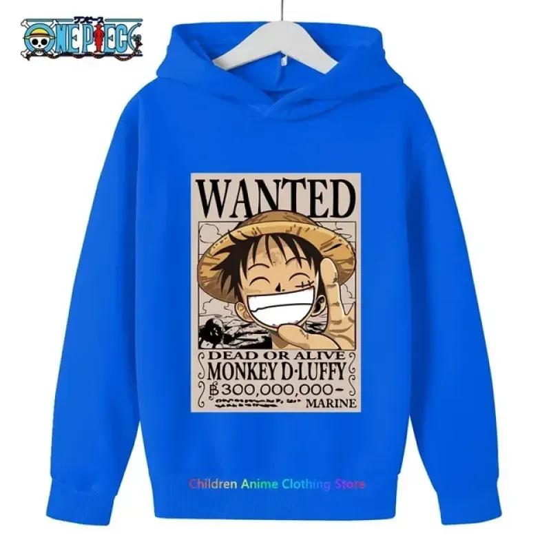 Spring Autumn One Piece Hoodie for Boys Anime Luffy Hoodie Sweatshirt Kids Coat Men's Clothing Sudaderas