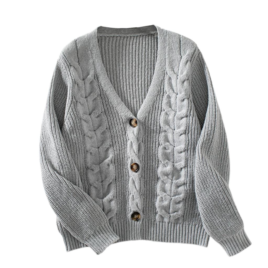Женский повседневный однотонный вязаный кардиган с переплетениями теста, однобортный свитер в стиле ретро