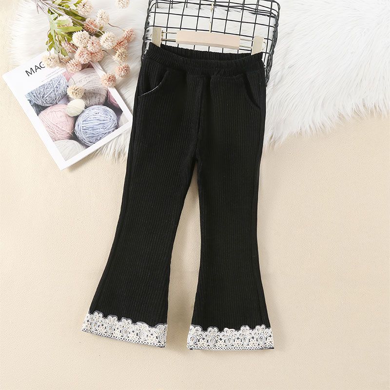 Girls' Bell Bottom Pants for Autumn and Winter Stylish and Versatile with Thick Fleece and Baby Outer Pants
