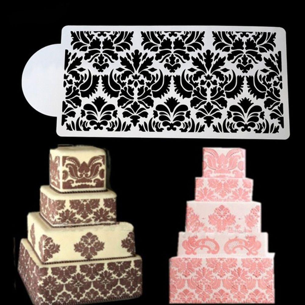 DIY Template Baking Mould Cake Damask Lace Border Cupcake Stencil Fondant Mold Cake Decorating Tool