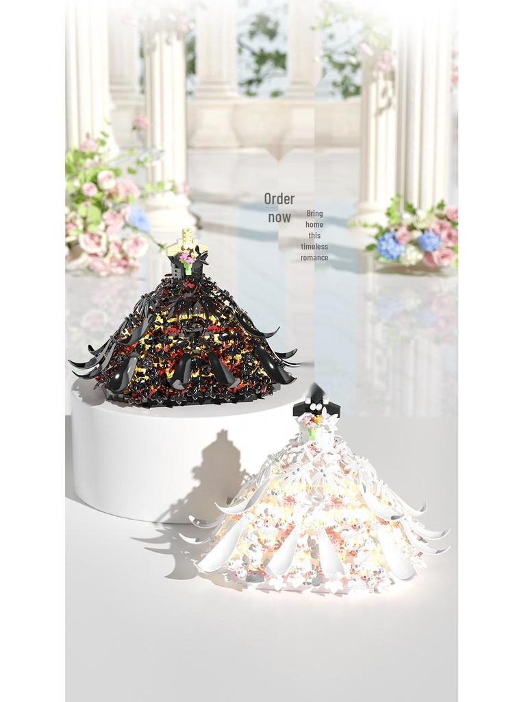 Совместимая Lego Белое Свадебное Платье Микро Алмазный Строительный Блок Фигурка Игрушка - Подарок для Девочек.