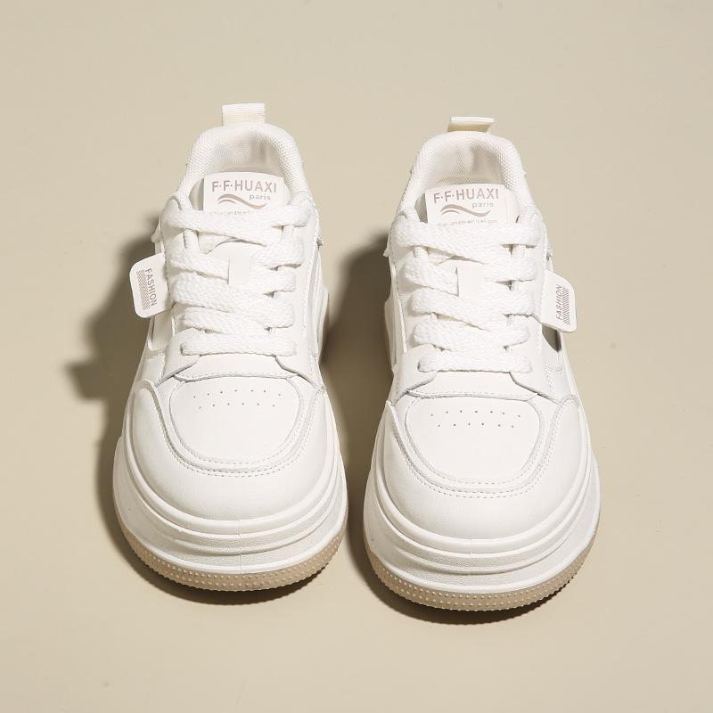 Платформенные белые женские туфли 2025 новая весна и осень подошва-маффин увеличение высоты женская обувь универсальные повседневные спортивные кеды