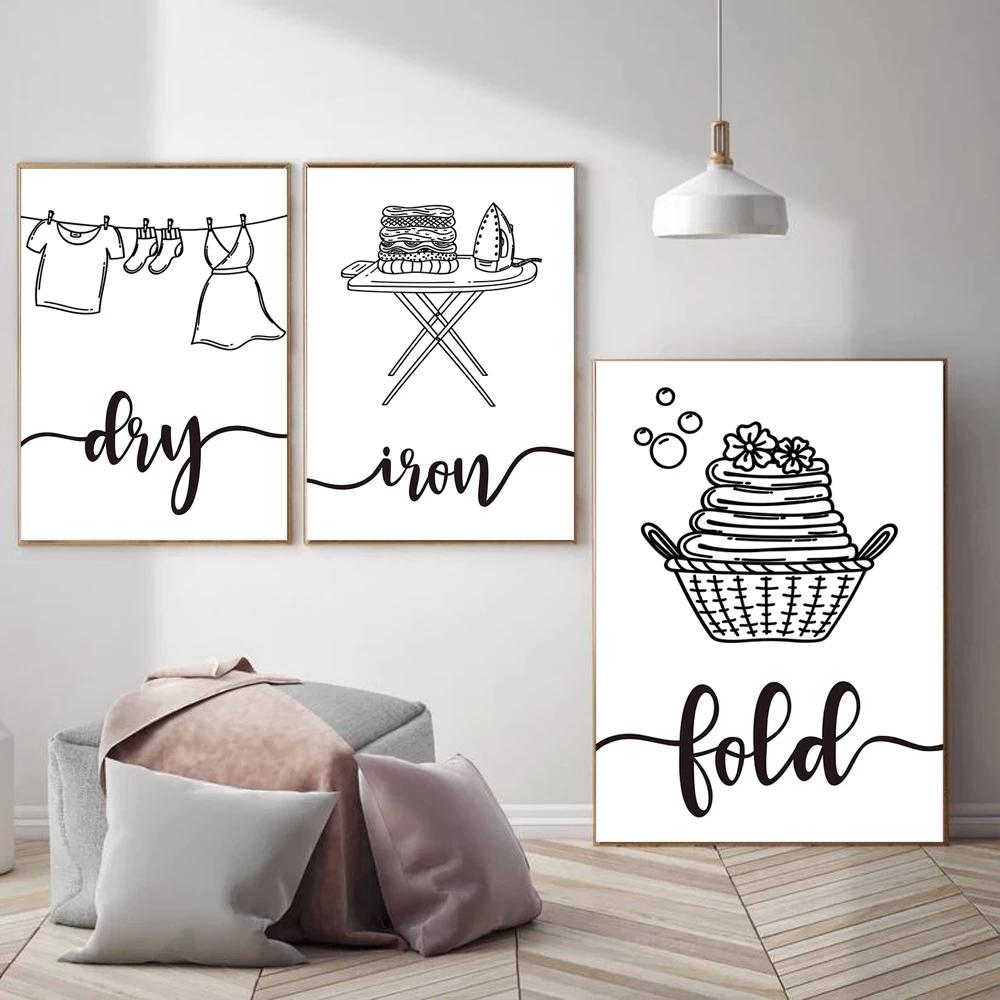 Таблица процедур стирки, настенная живопись, печать на холсте, декор для прачечной, схема стирки, постер, художественная живопись, картина Cuadros