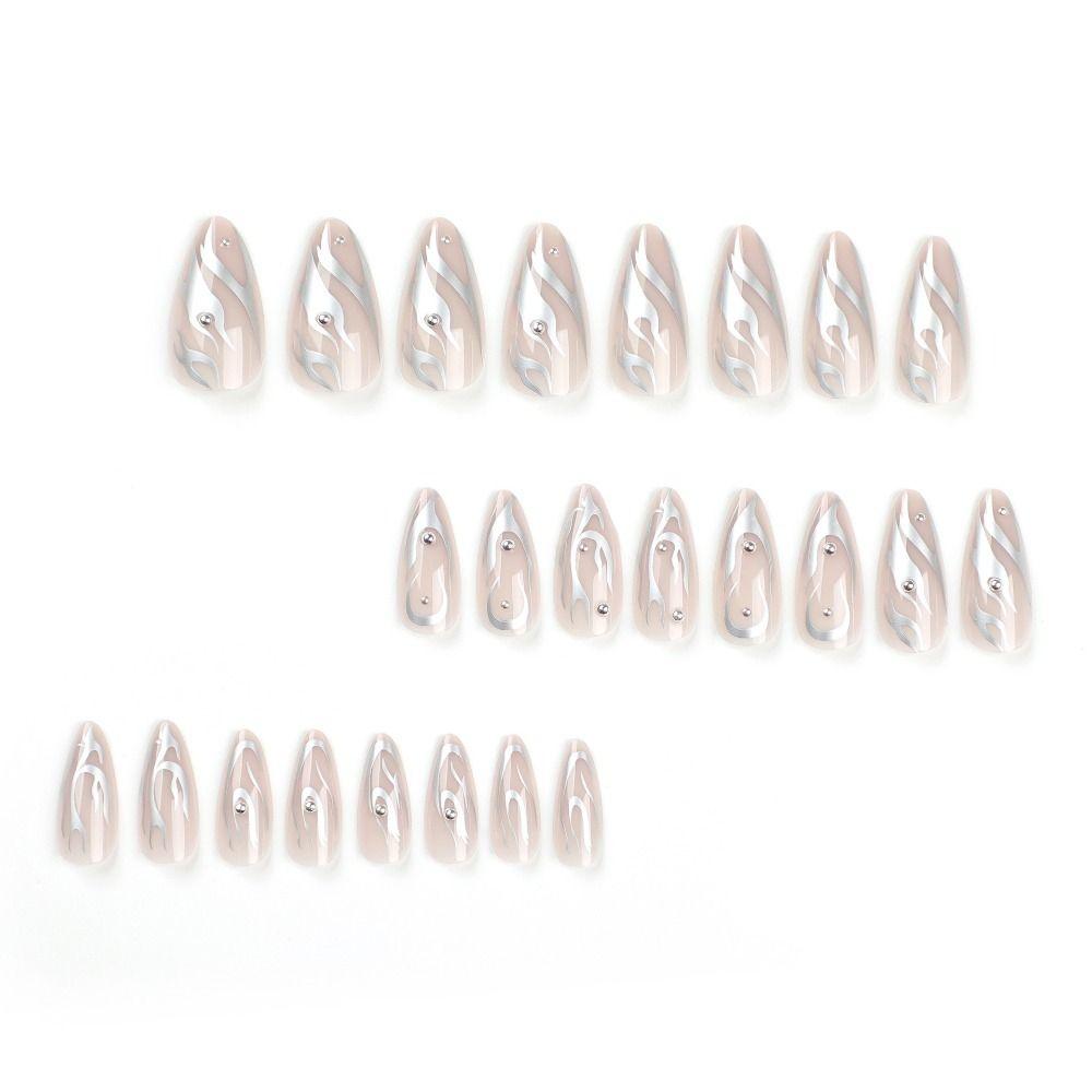 Французские накладные ниалы, длинные миндалевидные ногти, маникюр, женские кончики ногтей